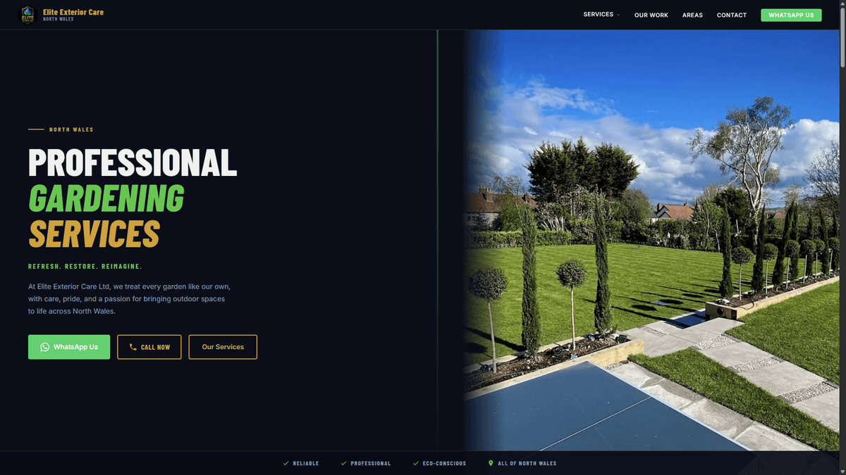 Elite Exterior Care website screenshot